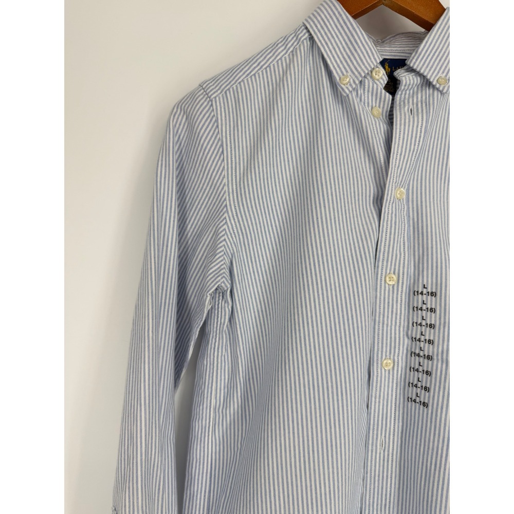 Ralph Lauren Boys Button Down Shirt Large Striped Oxford Preppy Classic - Picture 2 of 13
